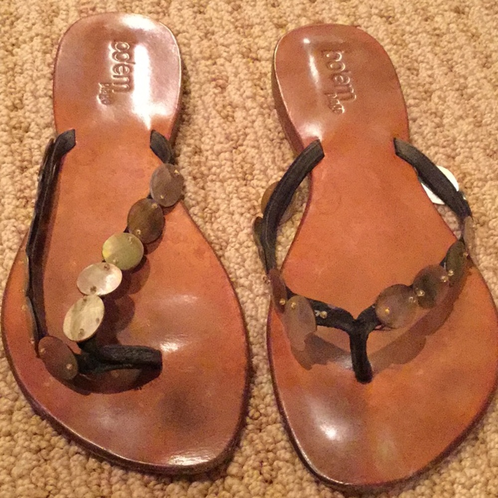 Bo’em chocolate brown shell/beaded sandals